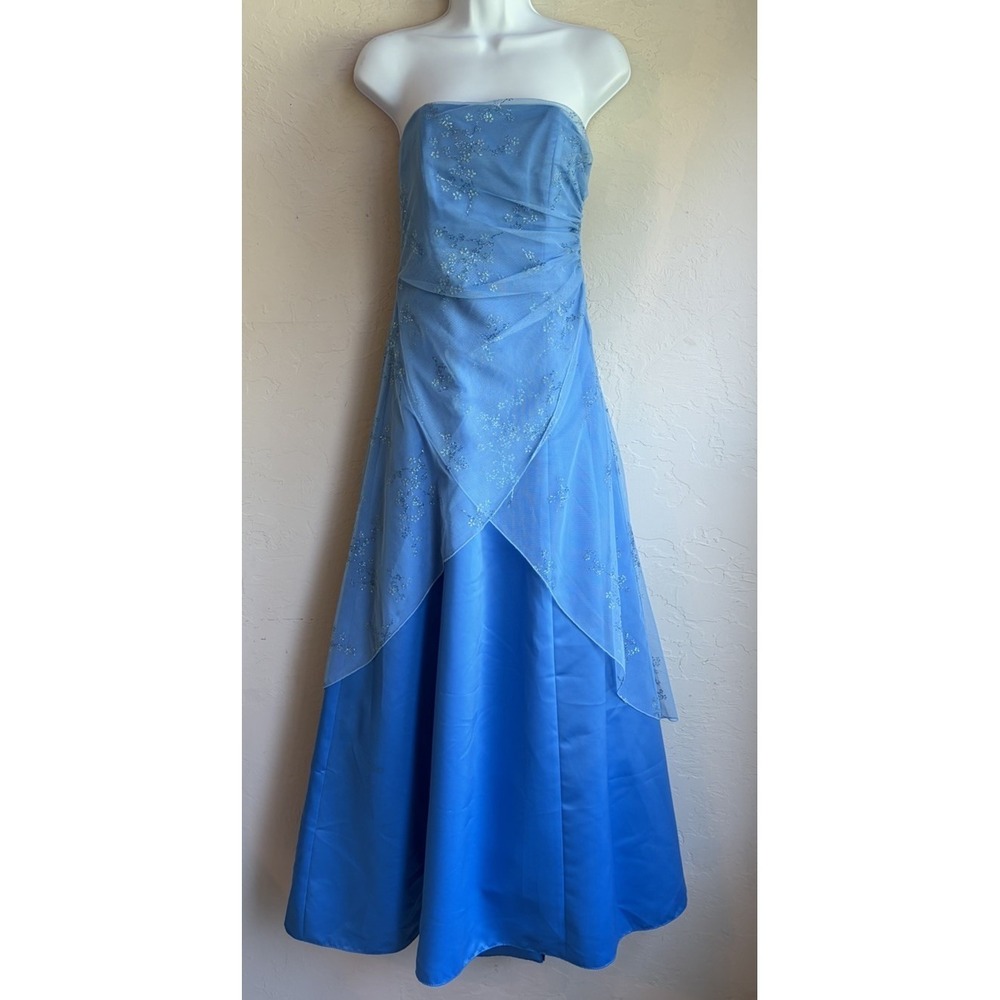 Vintage 90s Y2K Jump Formal Maxi Dress Gown 3 4 Fairy Princess Glitter Mesh Prom